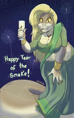 Illustration featuring a character called Glinda to celebrate the Year of the Snake.